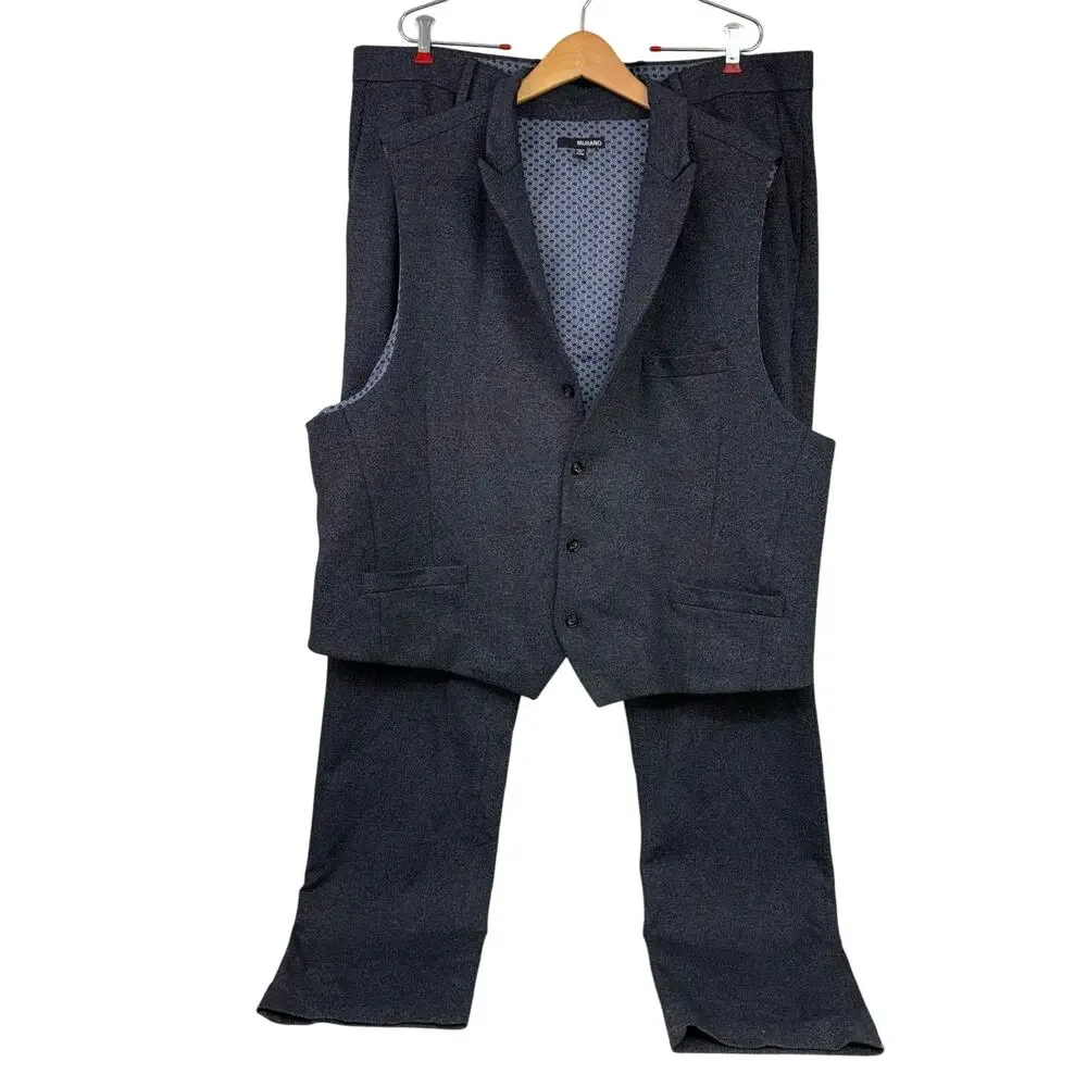 Murano Vest Pants Set Navy 2 Piece Suit Set 2X 42x36 Zac Fit Comfort Flat Front